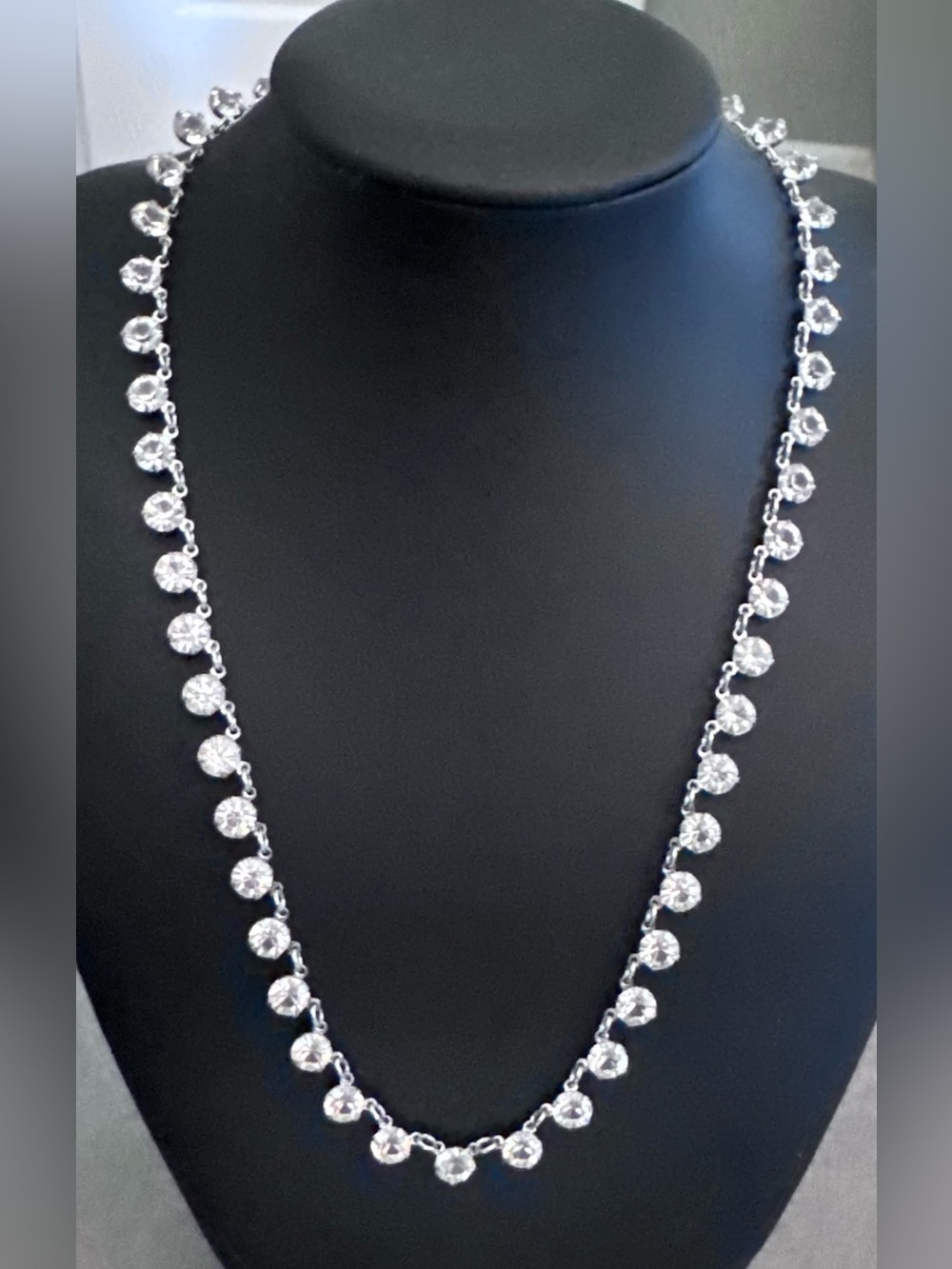 Elegant Crystal Silver Necklace in Collette Setting